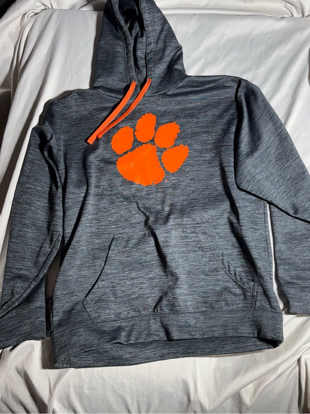 Clemson University Tigers Russell Gray Hoodie with Bright Orange Paw